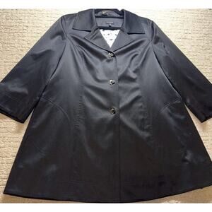 Madison‎ Petite Jacket Women 12P Black Polka Dot Lining Swing Coat Turn Lock